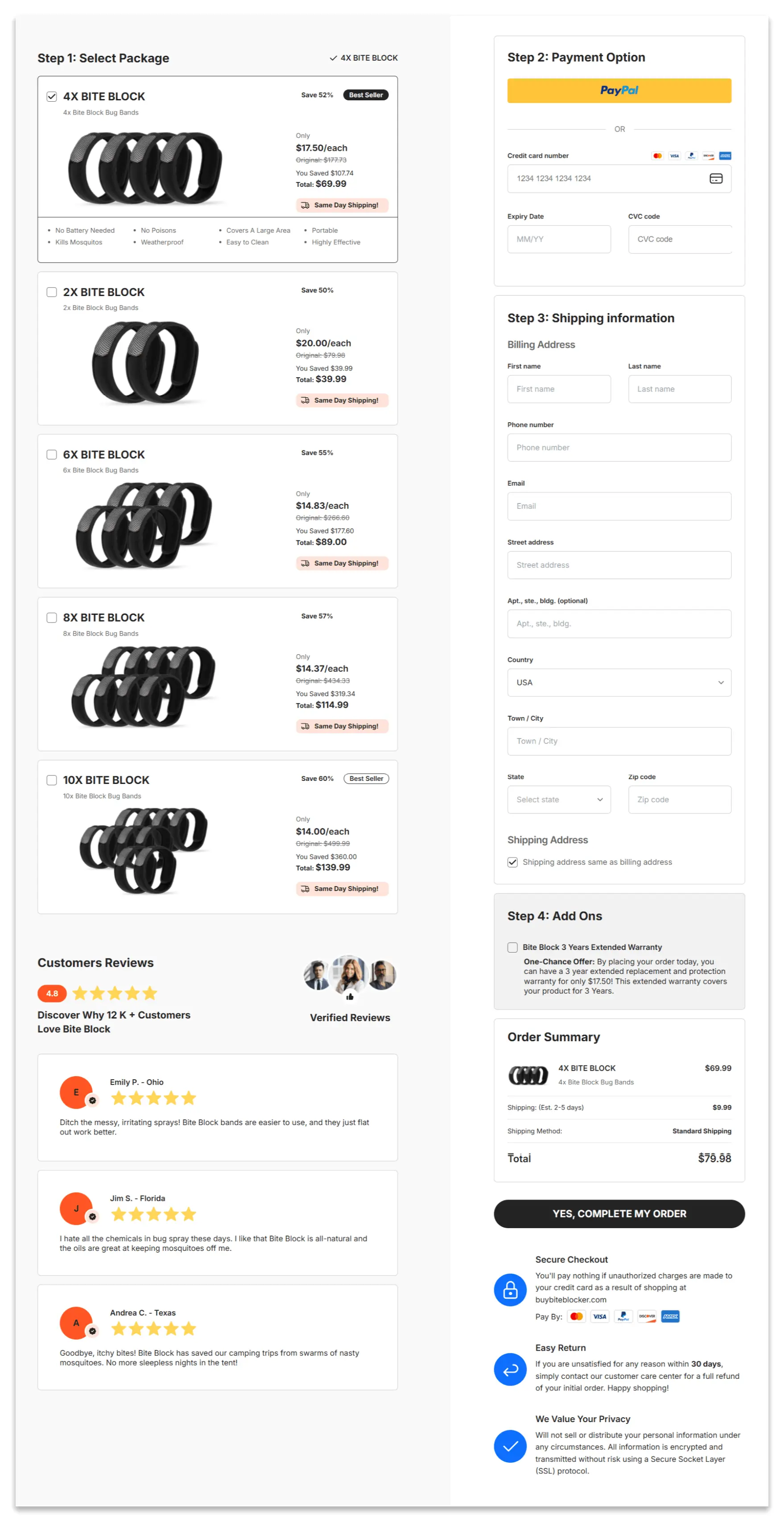 Bite Block secure checkout page